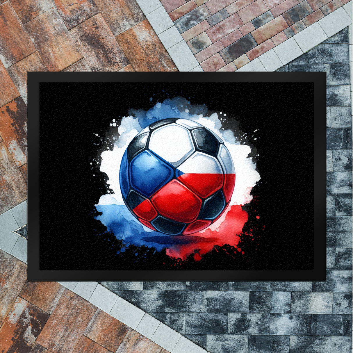 Fußball Tschechien Flagge Fußmatte in 35x50 cm