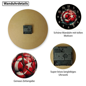 Fußball Türkei Flagge Wanduhr