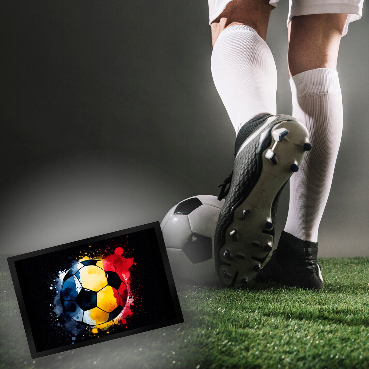 Fußball Rumänien Flagge Fußmatte in 35x50 cm