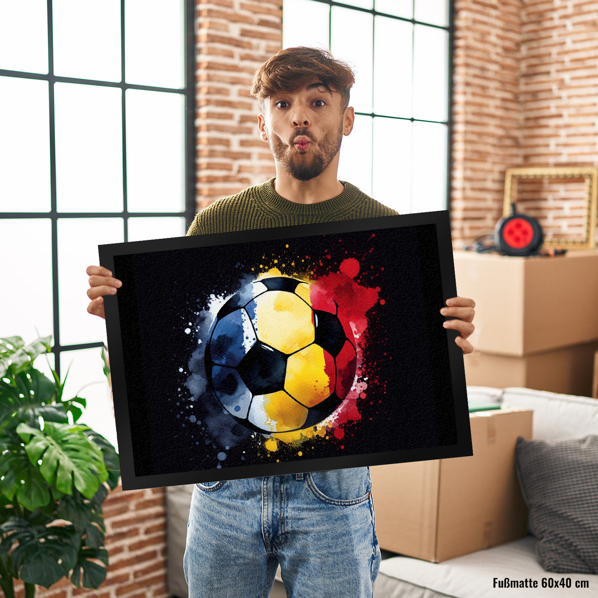 Fußball Rumänien Flagge Fußmatte in 35x50 cm