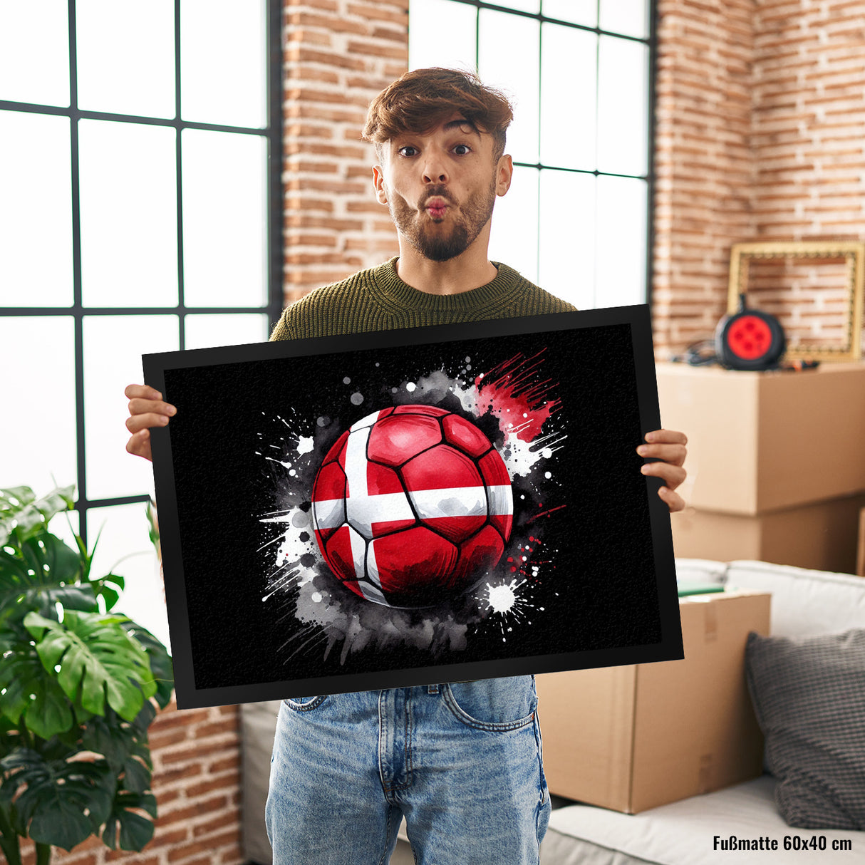 Fußball Dänemark Flagge Fußmatte in 35x50 cm