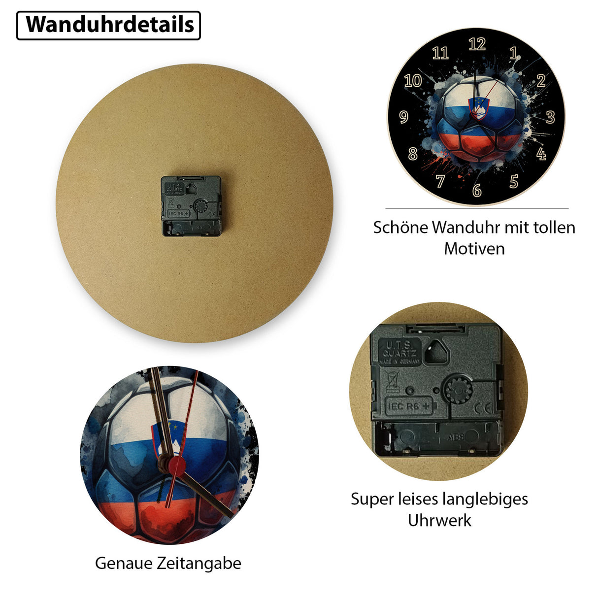 Fußball Slowenien Flagge Wanduhr