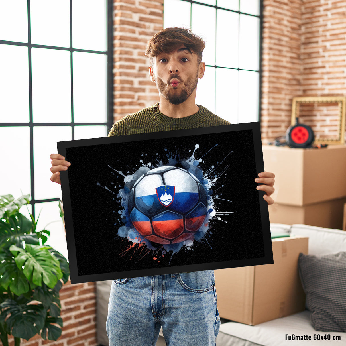 Fußball Slowenien Flagge Fußmatte in 35x50 cm