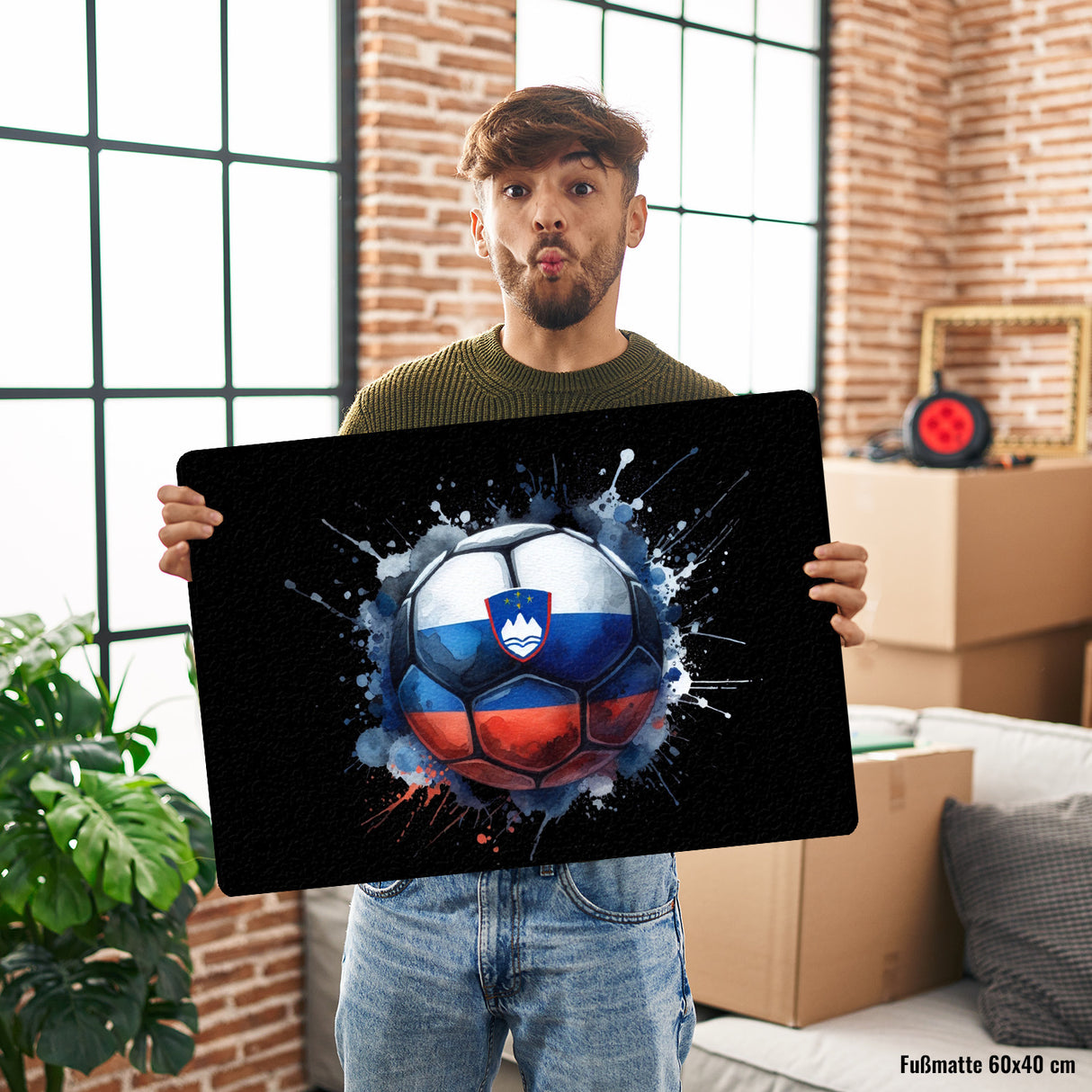 Fußball Slowenien Flagge Fußmatte in 35x50 cm ohne Rand