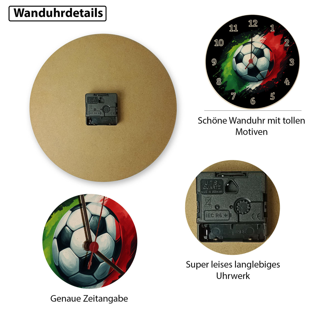 Fußball Italien Flagge Wanduhr