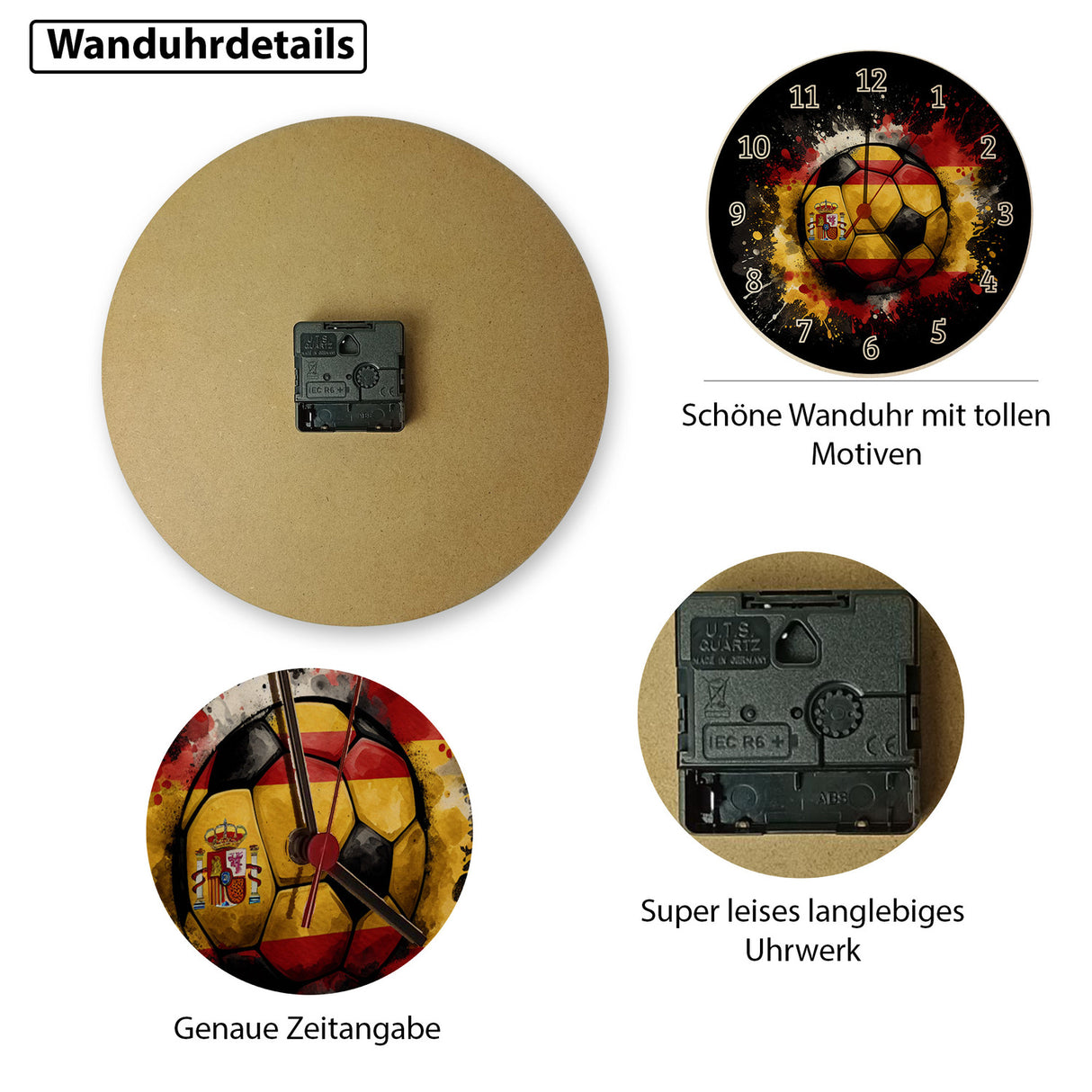 Fußball Spanien Flagge Wanduhr