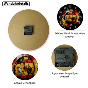 Fußball Spanien Flagge Wanduhr