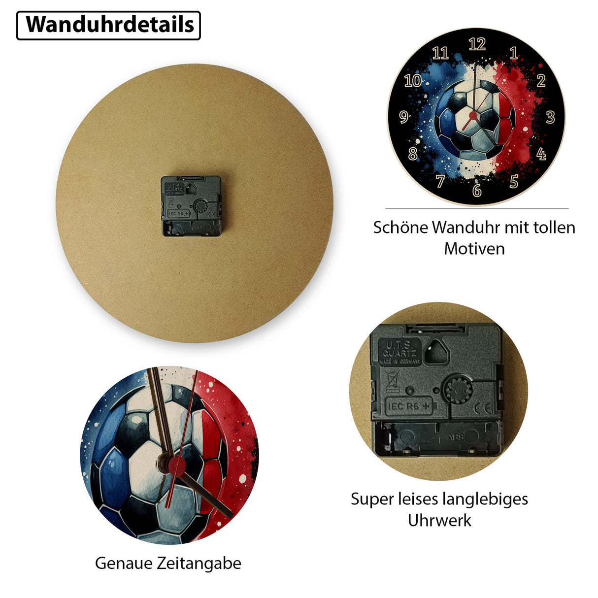 Fußball Frankreich Flagge Wanduhr