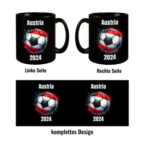 Fußball Österreich Flagge Tasse in Schwarz