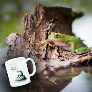 Griesgrämiger Frosch Kaffeebecher mit Spruch Go away, Monday!
