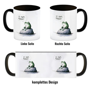 Griesgrämiger Frosch Kaffeebecher mit Spruch Go away, Monday!