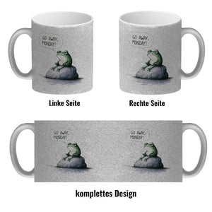 Griesgrämiger Frosch Kaffeebecher mit Spruch Go away, Monday!