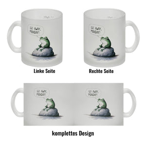 Griesgrämiger Frosch Kaffeebecher mit Spruch Go away, Monday!