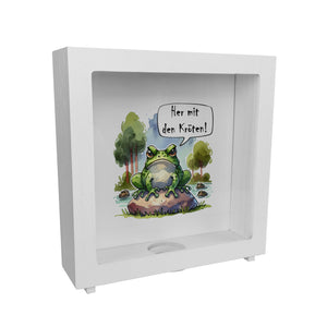 Griesgrämiger Frosch Spardose mit Spruch Her mit den Kröten!