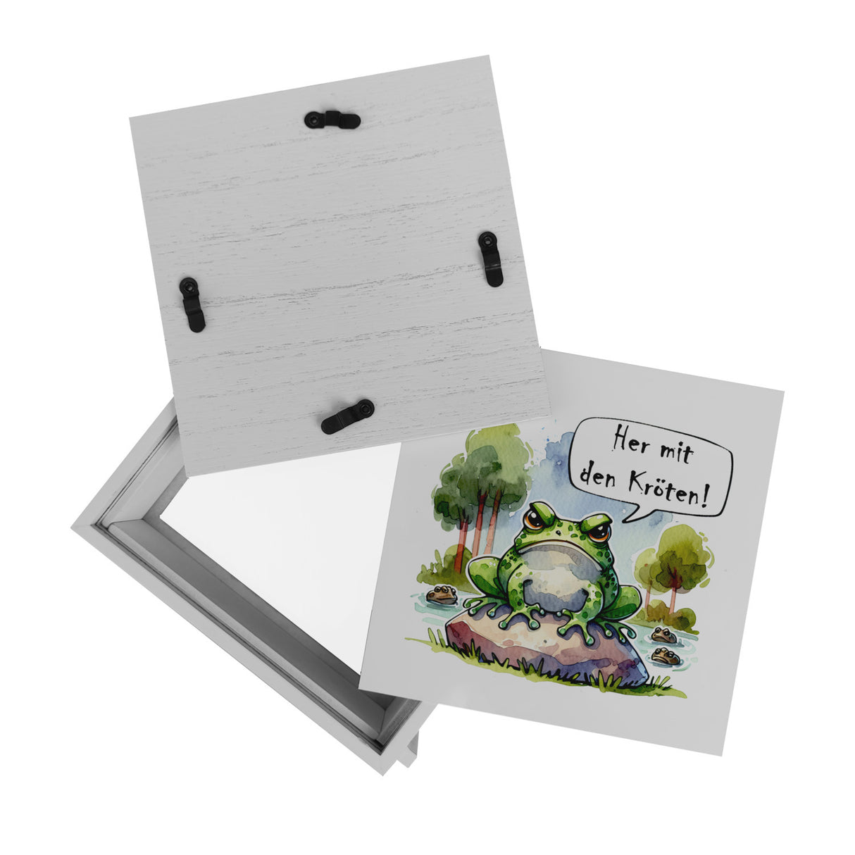 Griesgrämiger Frosch Spardose mit Spruch Her mit den Kröten!