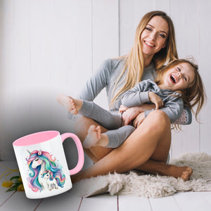Einhorn-Mama mit Kind Kaffeebecher