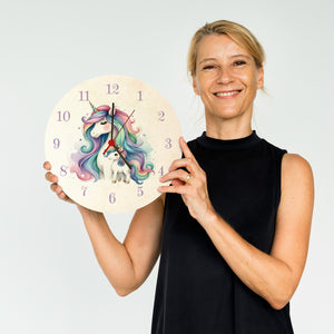 Einhorn-Mama mit Kind Wanduhr
