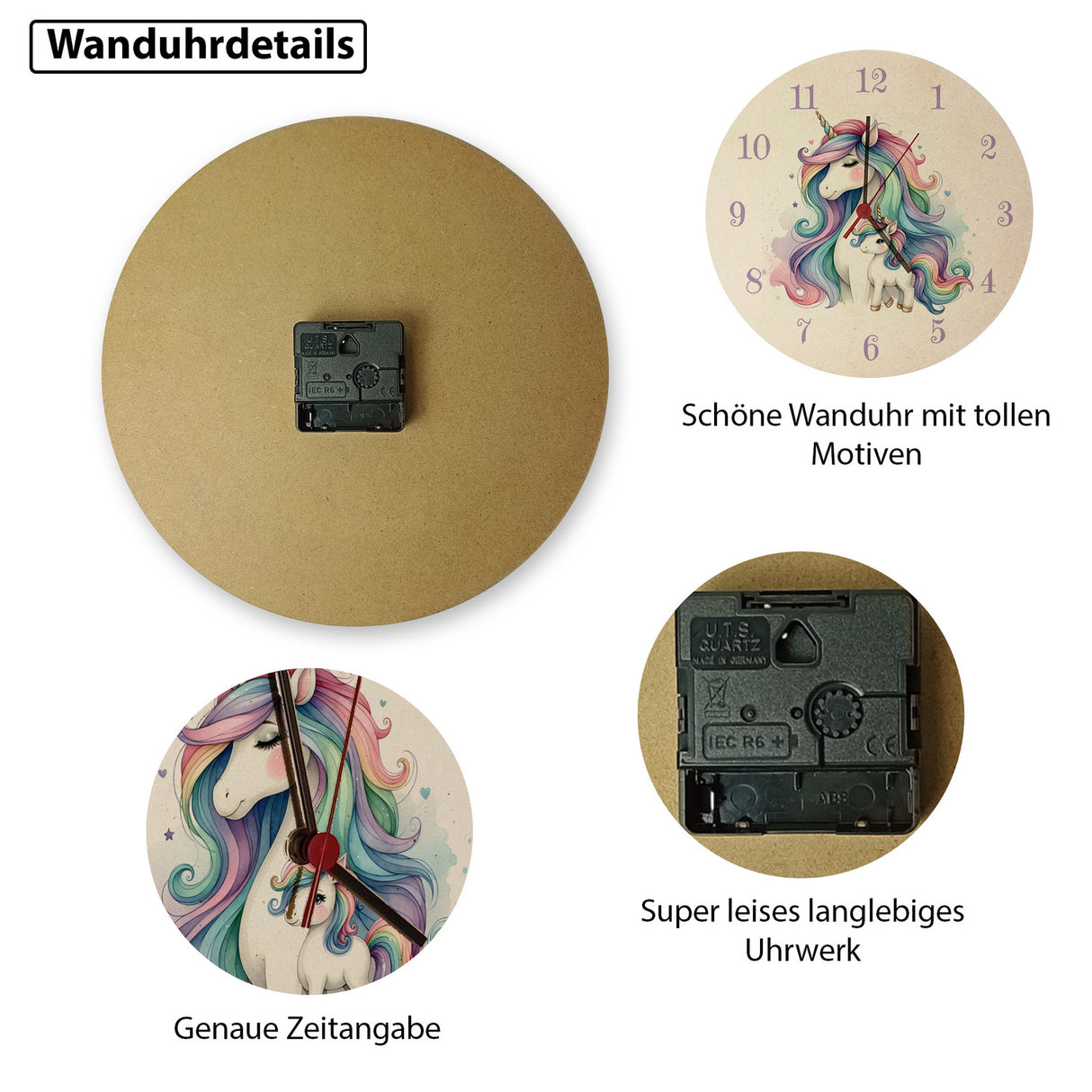 Einhorn-Mama mit Kind Wanduhr