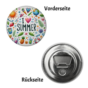 Sommer Magnet rund mit Spruch I love summer