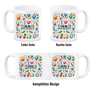 Sommer Kaffeebecher mit Spruch I love summer