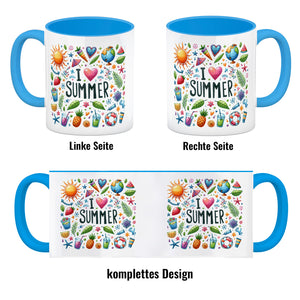 Sommer Kaffeebecher mit Spruch I love summer
