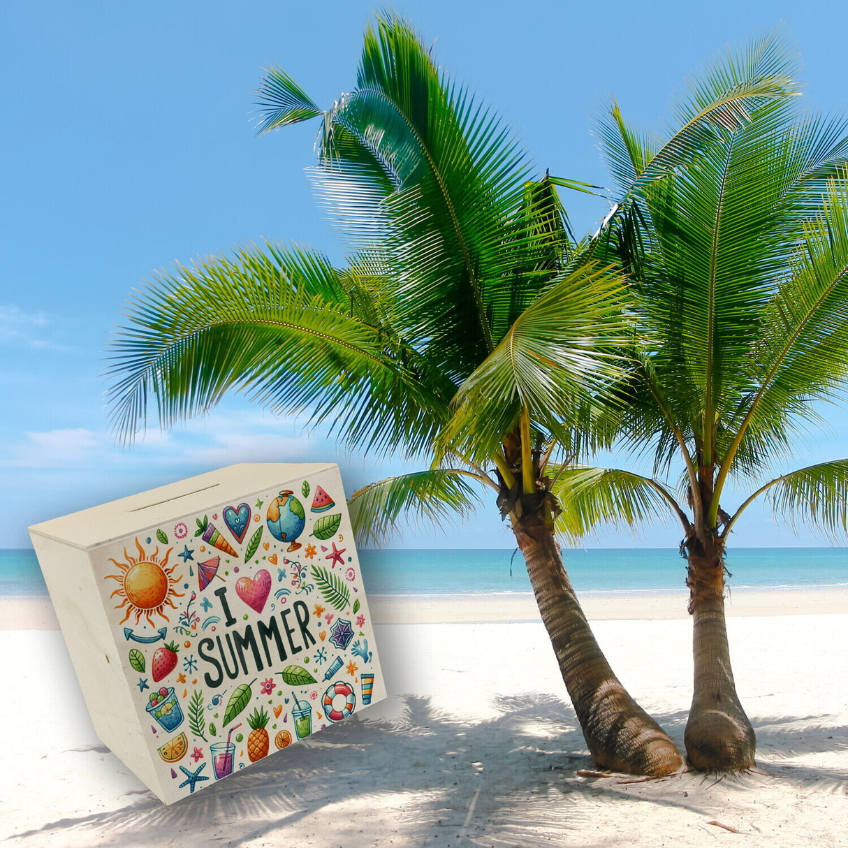 Sommer Spardose mit Spruch I love summer