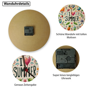 Sommer Wanduhr mit Spruch I love summer