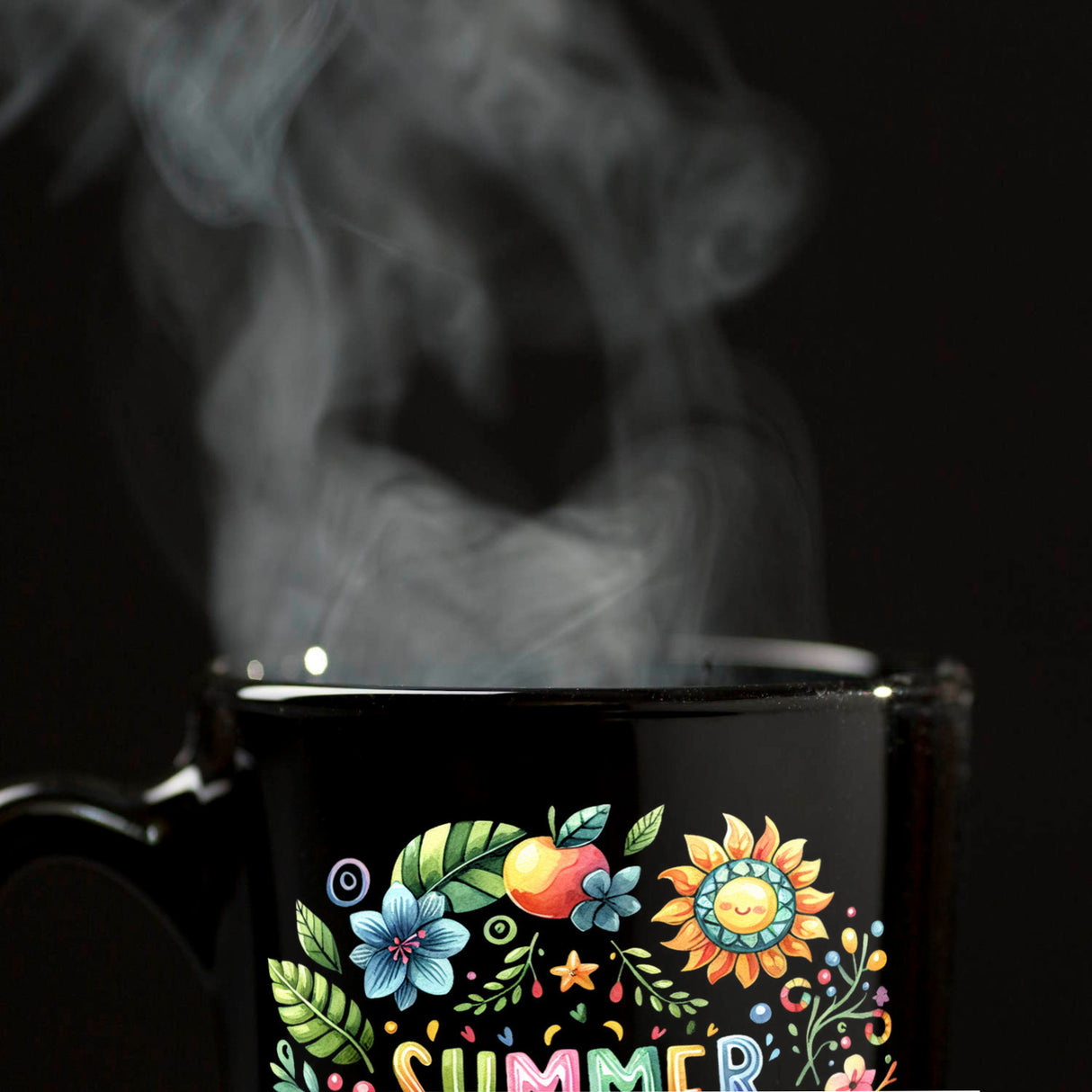 Sommer Vibes Tasse in Schwarz mit Spruch Summer feeling