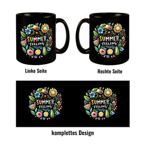 Sommer Vibes Tasse in Schwarz mit Spruch Summer feeling