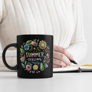 Sommer Vibes Tasse in Schwarz mit Spruch Summer feeling