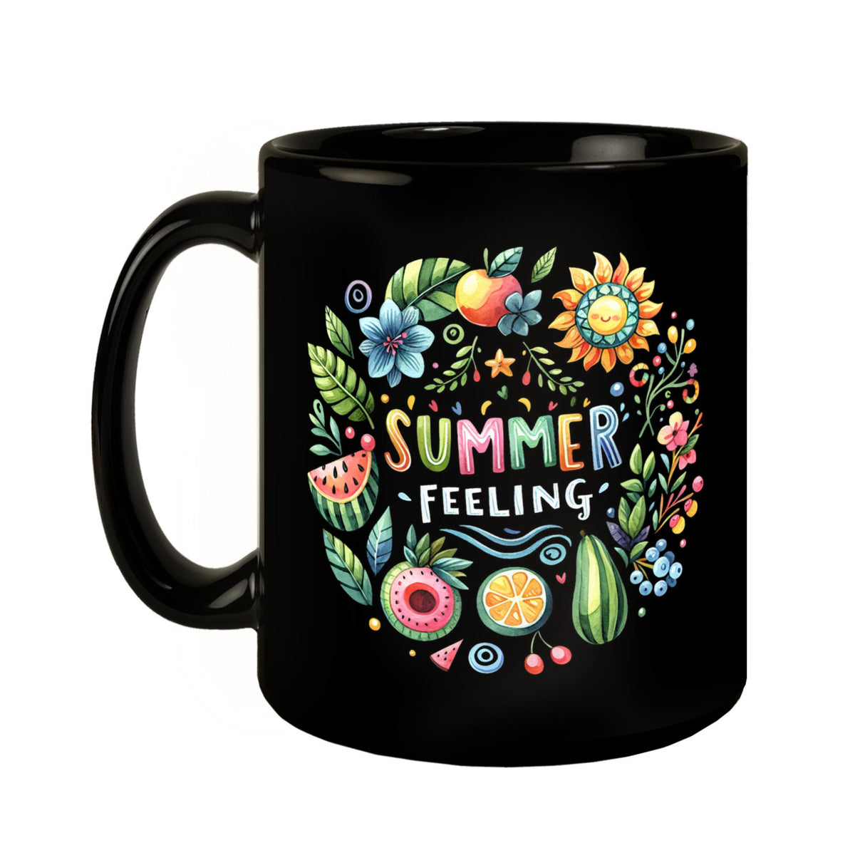 Sommer Vibes Tasse in Schwarz mit Spruch Summer feeling