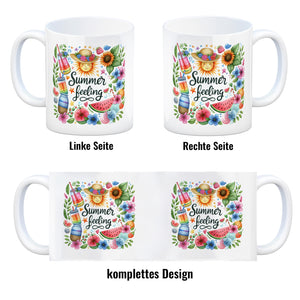 Sonne und Sommer Kaffeebecher mit Spruch Summer feeling