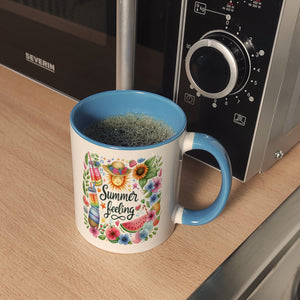 Sonne und Sommer Kaffeebecher mit Spruch Summer feeling