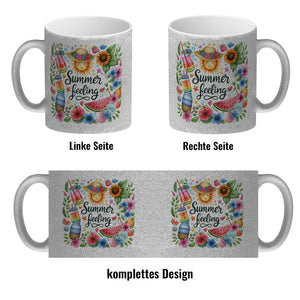 Sonne und Sommer Kaffeebecher mit Spruch Summer feeling