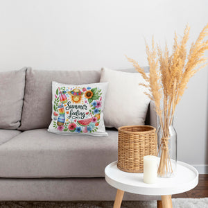 Sonne und Sommer Kissen mit Spruch Summer feeling