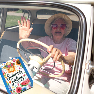 Sonne und Sommer Parkscheibe mit Spruch Summer feeling