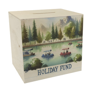 Urlaub am See Urlaubskasse Spardose mit Spruch Holiday Fund