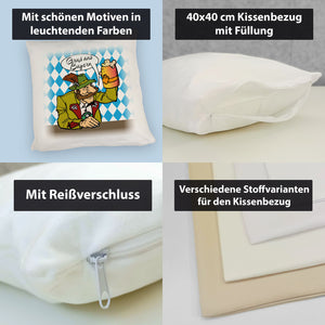 Bayer mit Maß Bier Kissen mit Spruch Gruß aus Bayern