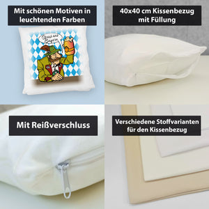 Bayer mit Maß Bier Kissen mit Spruch Gruß aus Bayern