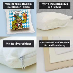 Bayer mit Maß Bier Kissen mit Spruch Gruß aus Bayern