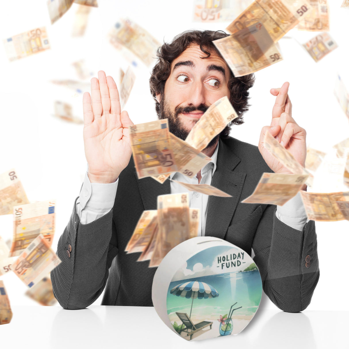 Strandurlaub Urlaubskasse Spardose mit Spruch Holiday Fund