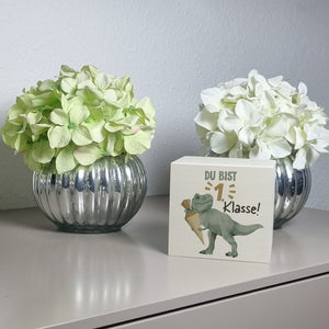 Dino mit Schultüte Spardose mit Spruch Du bist 1. Klasse!