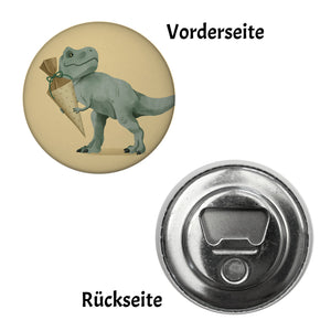 Dino mit Schultüte Magnet rund