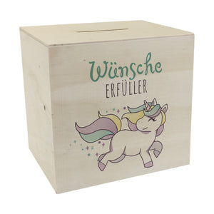 Einhorn Spardose mit Spruch Wünscheerfüller