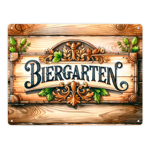 Biergarten Metallschild in 15x20 cm
