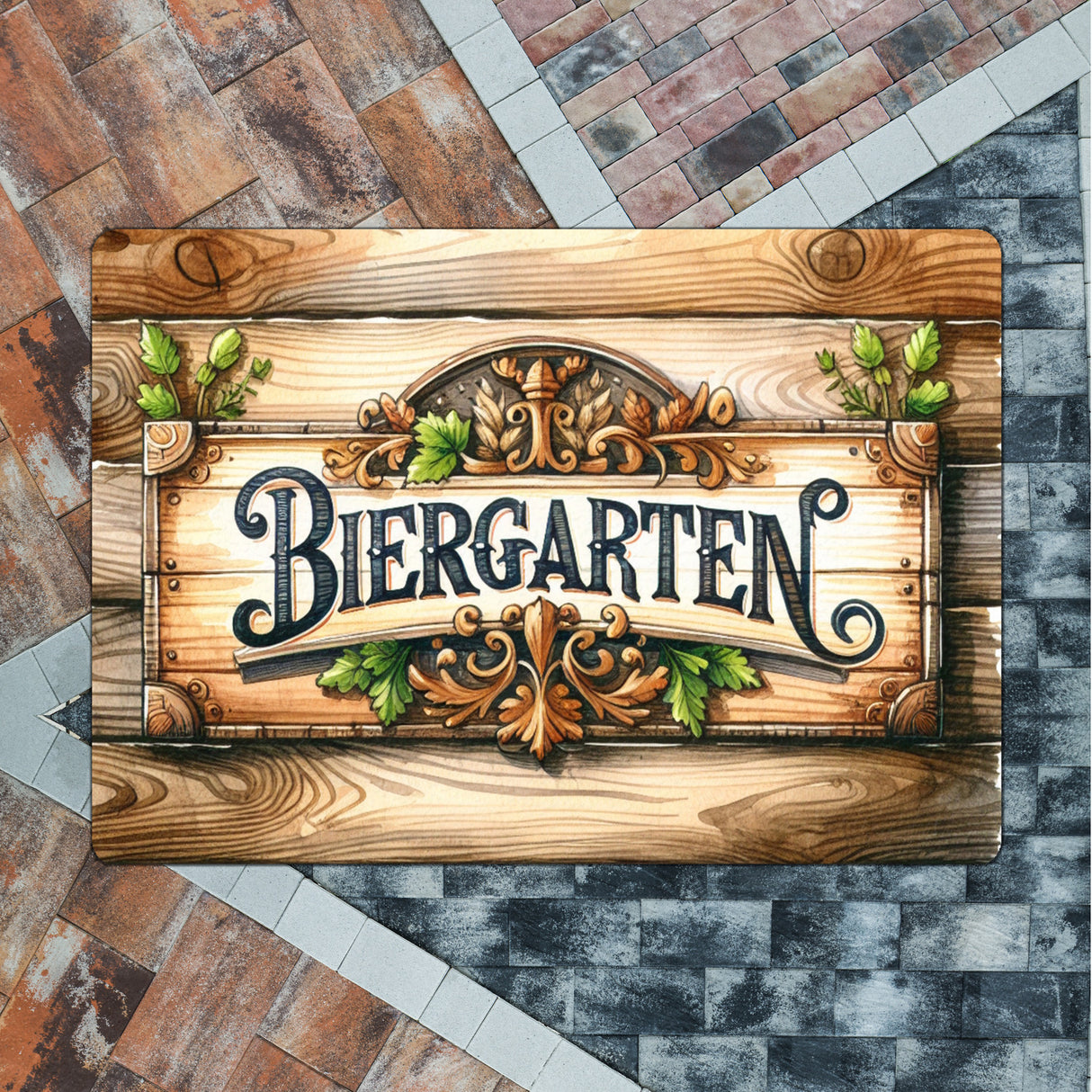 Biergarten Fußmatte in 35x50 cm ohne Rand