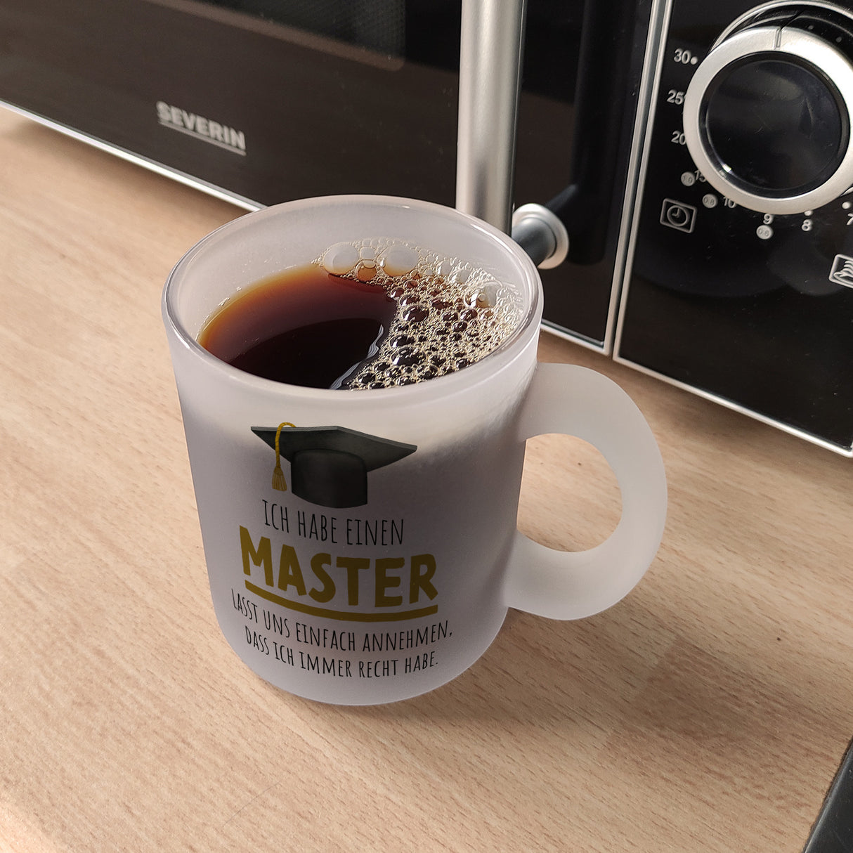 Master bestanden Kaffeebecher mit Spruch Masterabschluss ich habe immer recht