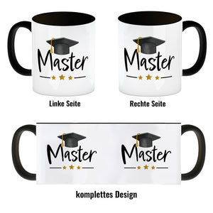 Master bestanden Kaffeebecher mit Masterhut