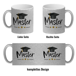 Master bestanden Kaffeebecher mit Masterhut