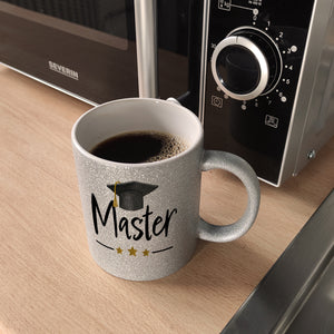 Master bestanden Kaffeebecher mit Masterhut